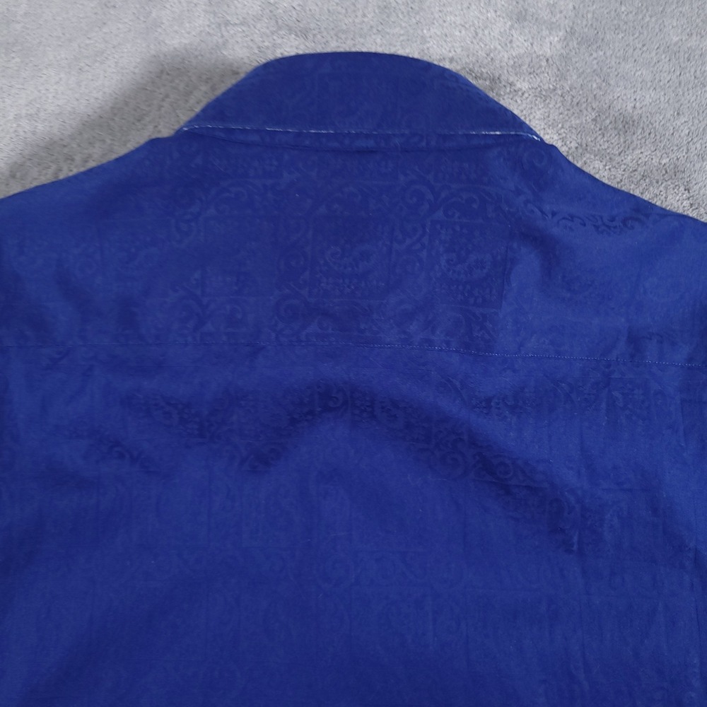 Robert Graham Shirt Mens Large Blue Jacquard Paisley Classic Fit Button Cotton‎ - Picture 9 of 9